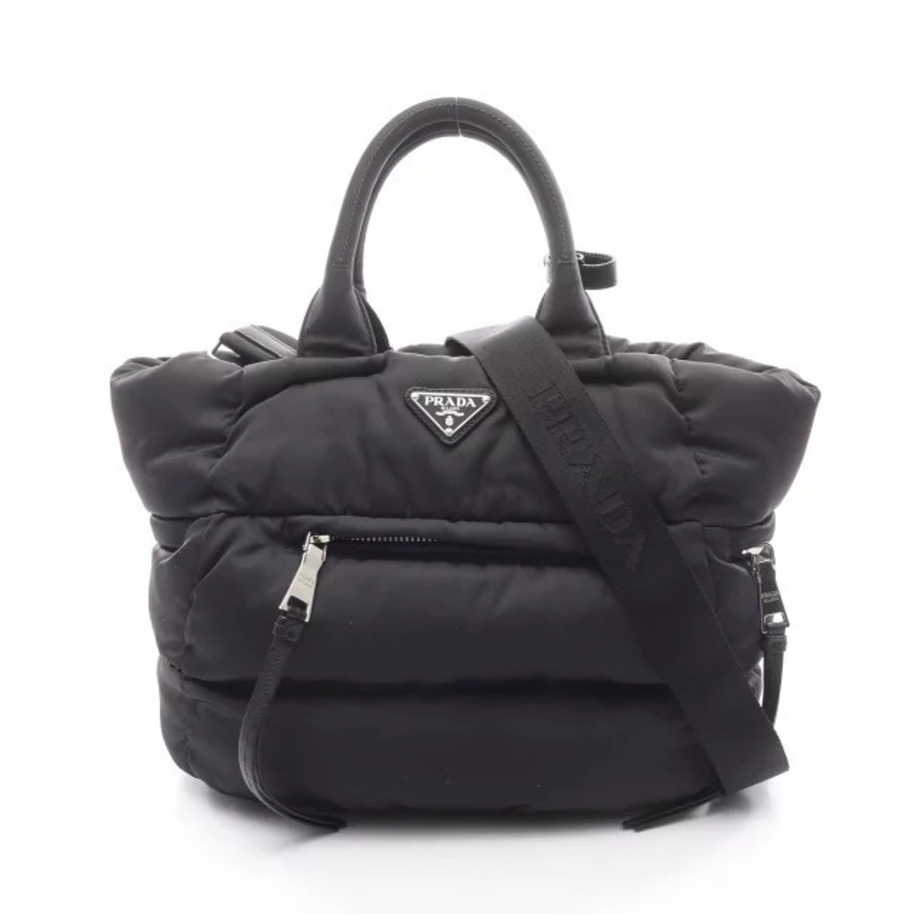 Prada TESSUTO BOMBER handbag leather black